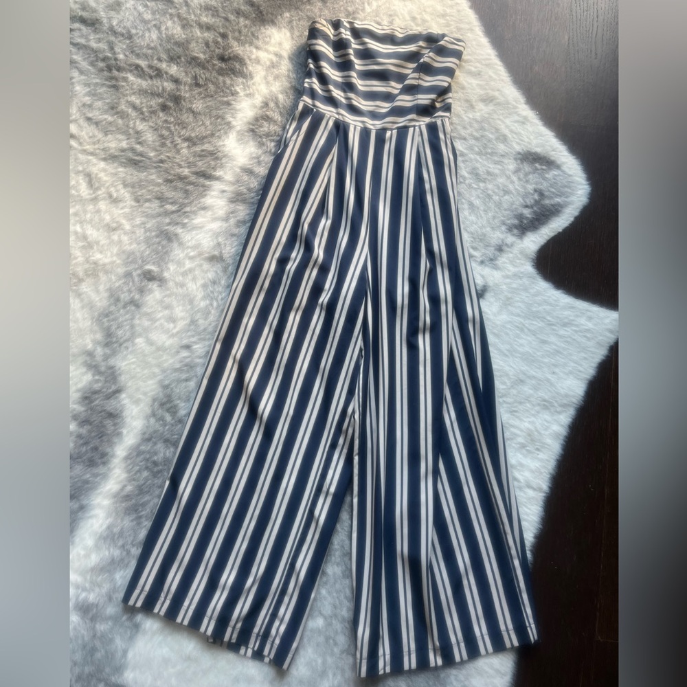 Jumpsuit | Romper Striped Strapless Wide Leg Onesie